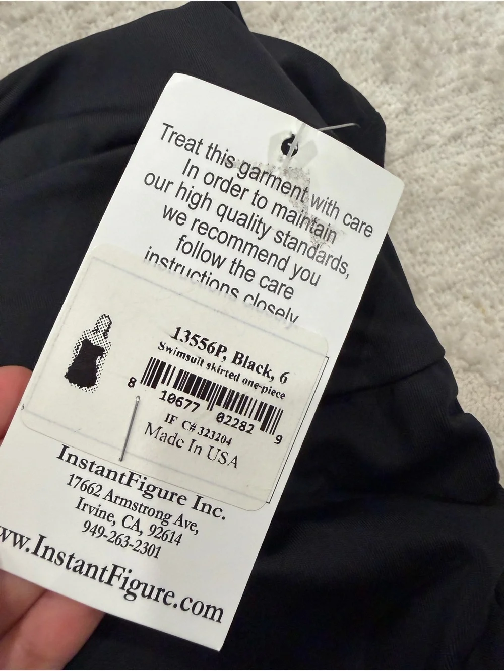 InstantFigure Black Skirted One Piece Swimsuit Size 6 NWT Tummy Control